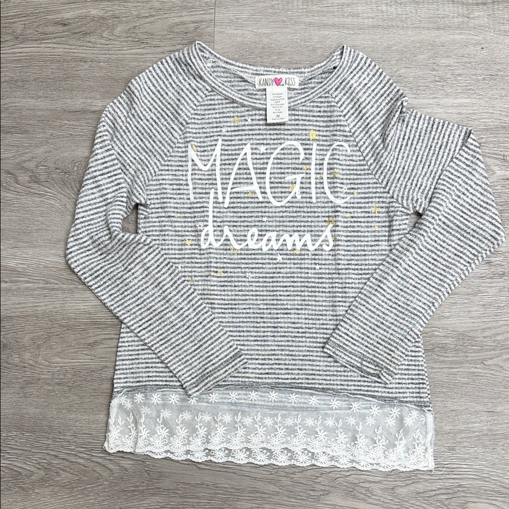 Kandy Kiss Gray Striped Kids Top